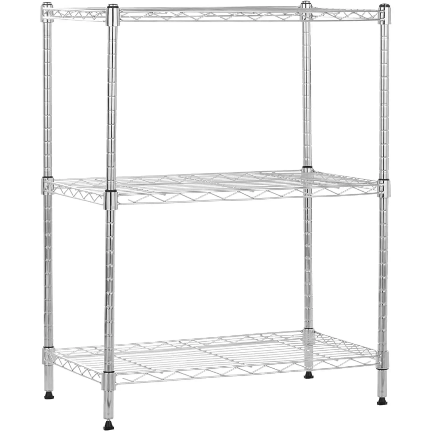 3-Shelf Narrow Adjustable, Heavy Duty Storage Shelving Unit, Steel Organizer Wire Rack, Chrome, 23.2