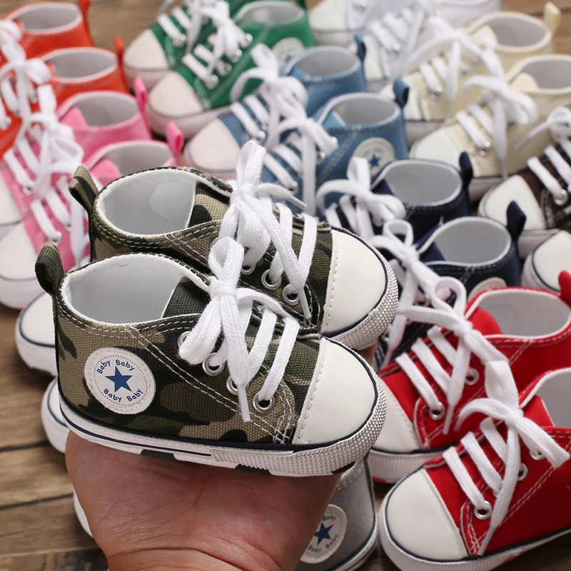 0-18M Baby Canvas Shoes Men and Women Multicolour Classic Baby Casual Shoes Anti-slip Soft Sole First Pair Toddler Infant Shoes