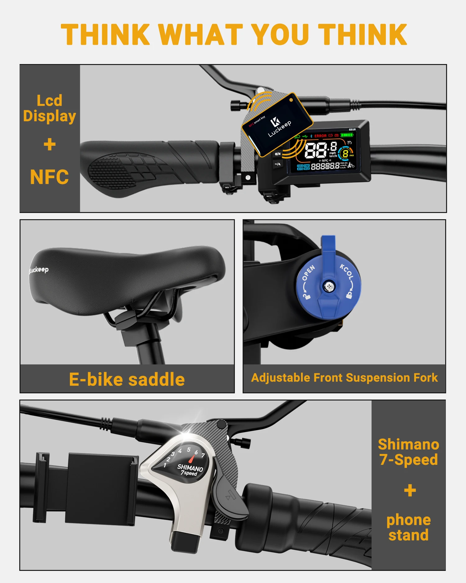 Luckep X1 Lite 성인용 접이식 전기 자전거 1500W 피크 모터, 28MPH60 마일, 15AH 20 x 4.0 NFC 기능이 있는 팻 타이어 Ebike