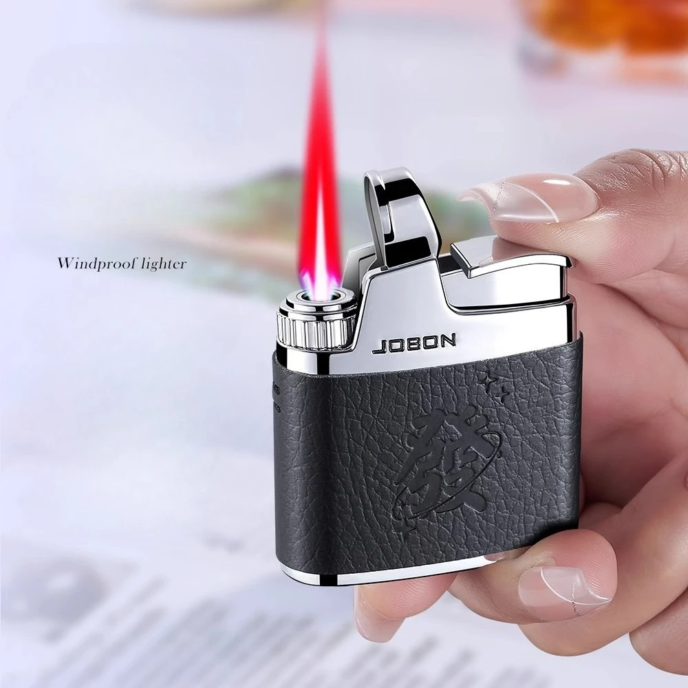 

JOBON Windproof Red Flame Lighter Exquisite Printing One Key Ignition Compact Retro Tool Portable Smoking Torch Lighter