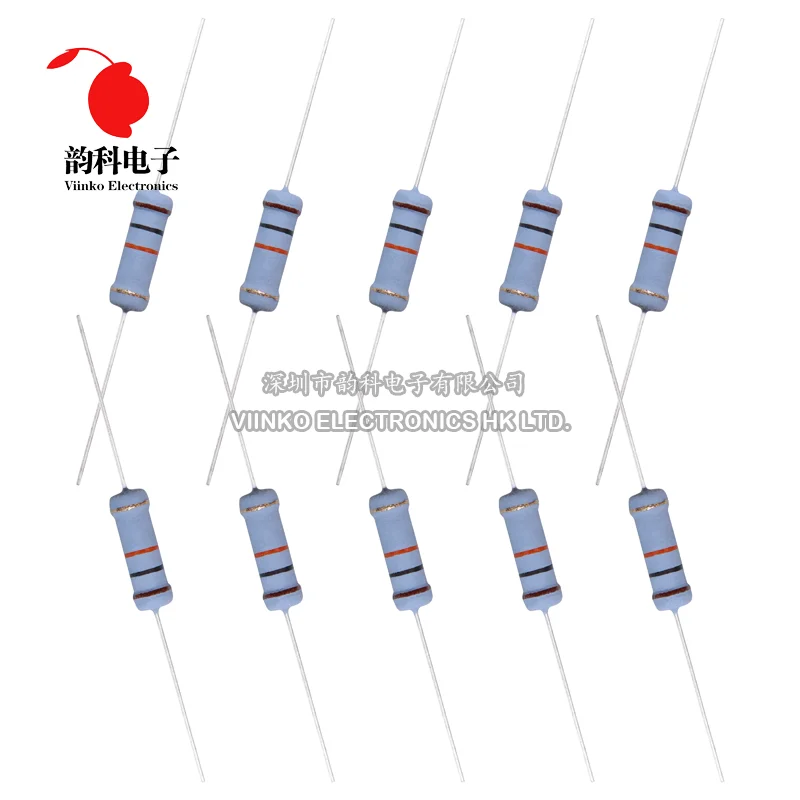 200pcs 2W Metal oxide film Resistor 5% 1R ~ 10M 100R 220R 330R 1K 2.2K 3.3K 4.7K 10K 22K 47K 100K 1M 100 220 330 ohm Carbon Film