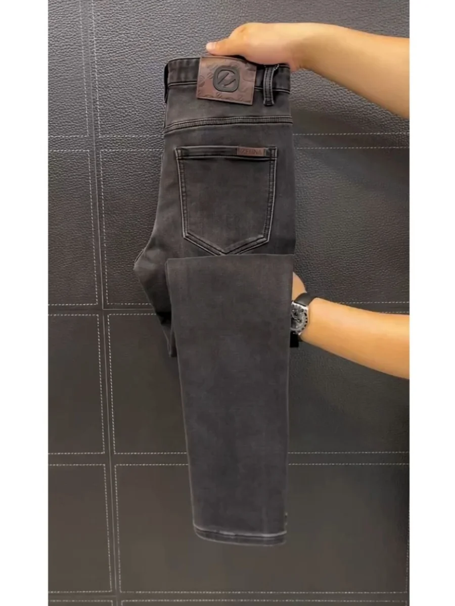 

Мужские джинсы Slim Fit длиной 9/10, весенне-осенние, повседневные, люксовые, эластичные, молодежные, со средней посадкой, из хлопкового стрейч-денима, модные, длинные брюки