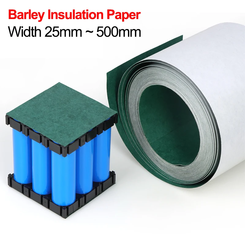 1/5m Barley Insulation Paper With Adhesive Glue Width 25mm ~ 500mm for 18650 21700 Battery Pack Cell Electrode Insulated Pads