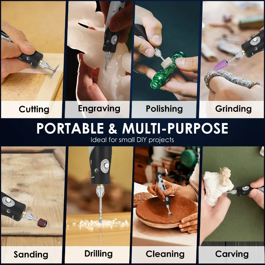 116 pces 4v kit de ferramentas rotativas sem fio ferramentas rotativas elétricas com 5 velocidades 2000mah bateria recarregável para lixar polimento perfuração