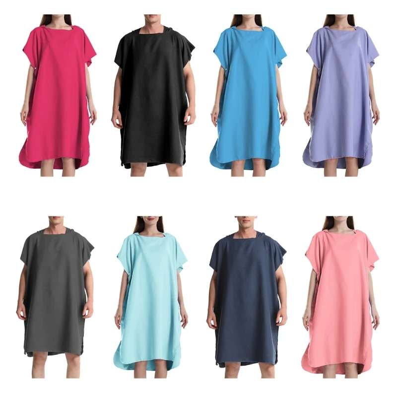 Quick Drying Hooded Changing Towel Poncho for Men & Women, Changing Robe Towel Poncho with Hood for Wetsuit Changing R66E