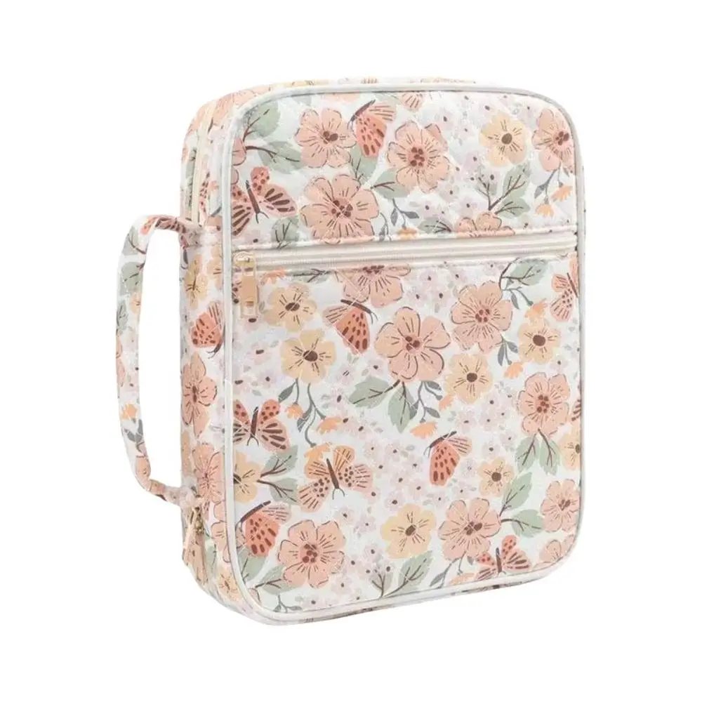 Dustproof Book Storage Bag Quilted Cotton Large Capacity Protective Pouch Interior Organizer Pockets Light Moisture Resistant