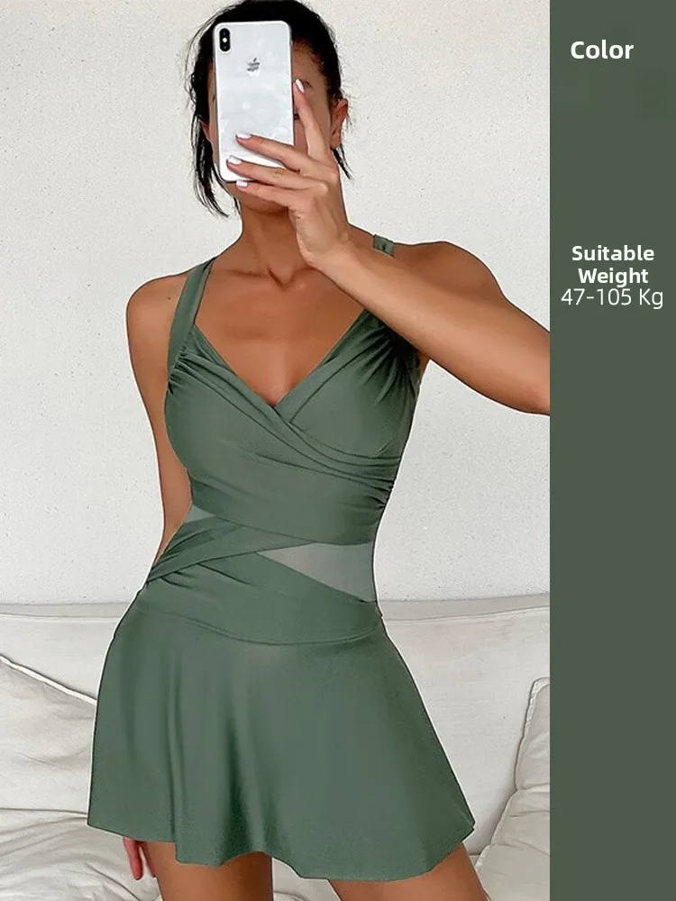 

Новый женский слитный купальник 2024 года для термальных источников, скромный дизайн, скрывающий недостатки фигуры, универсальный размер