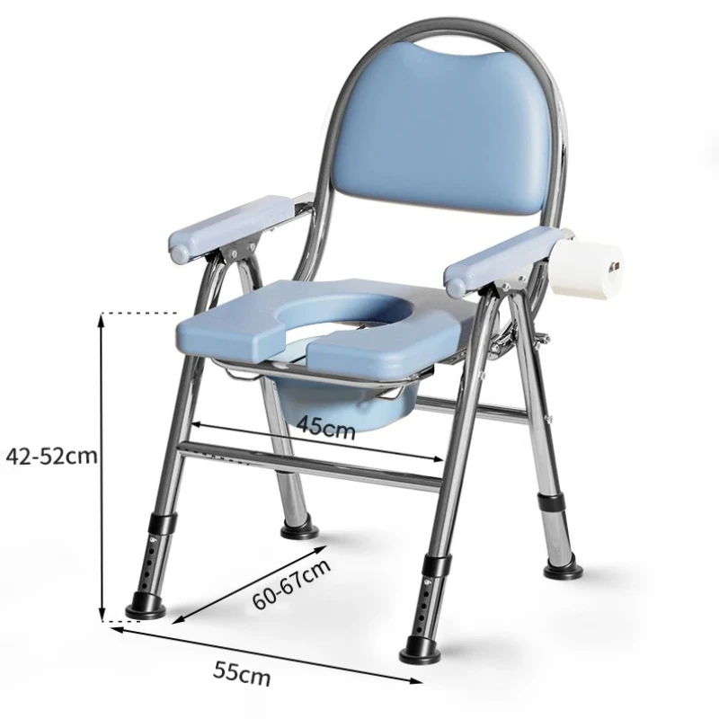Foldable Commode Chair for Elderly Portable Toilet Chair with Armrests Bathroom Shower Chair For Seniors Adjustable Height