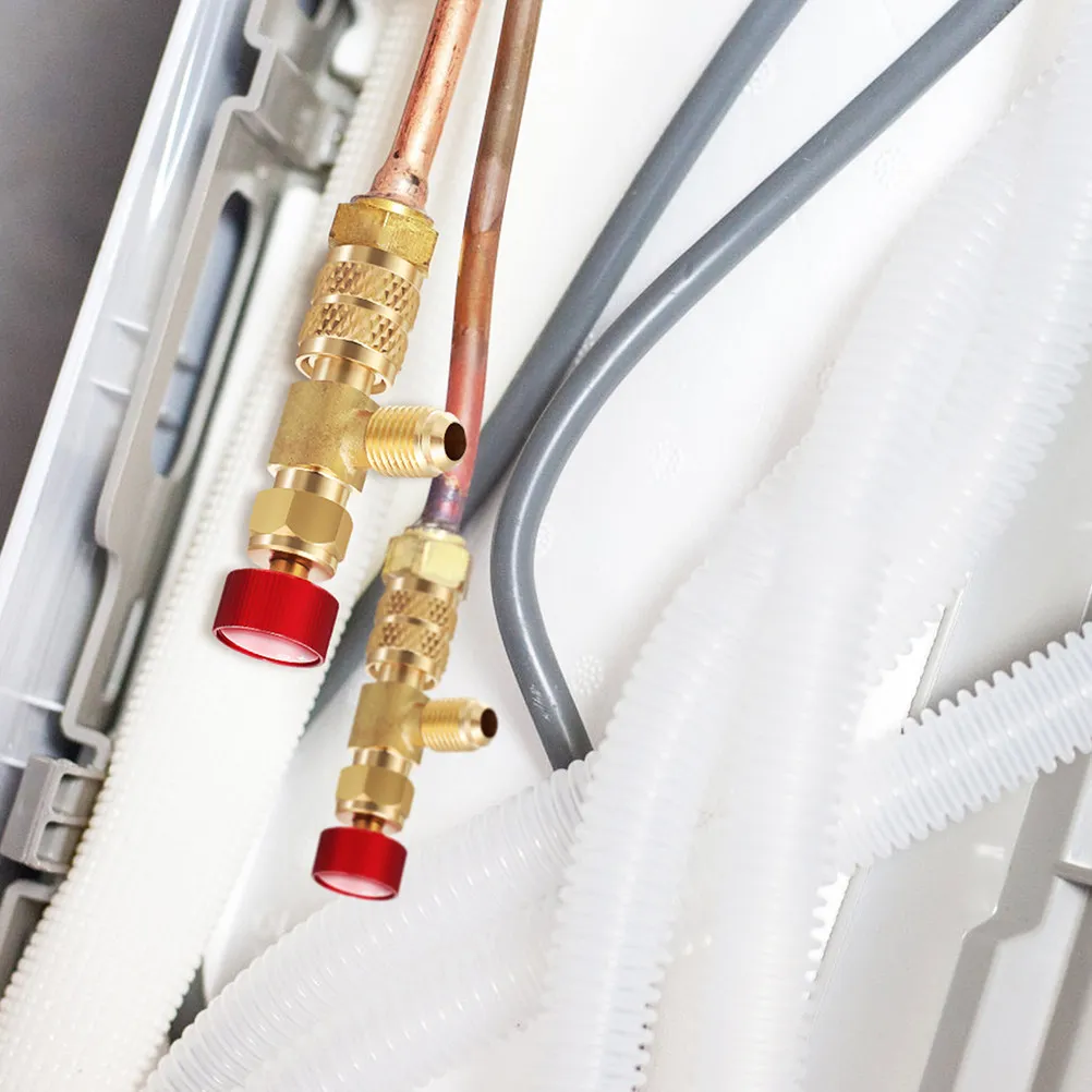 

2 шт. клапанов для заправки хладагента, алюминиево-медные, с эргономичной ручкой, адаптер для кондиционера, предохранительный клапан для хладагента