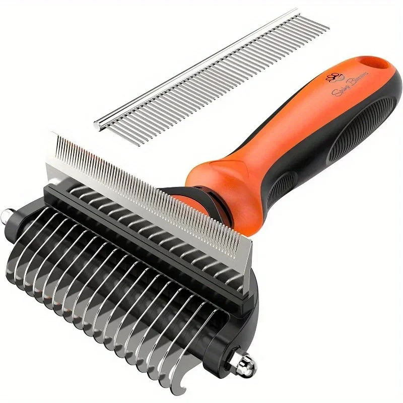 2 in 1 Professional Grooming Rake for Cats & Dogs-Dematting Comb for Easy Mats & Tangles Removing,Hair Removal Cleaner for Pets