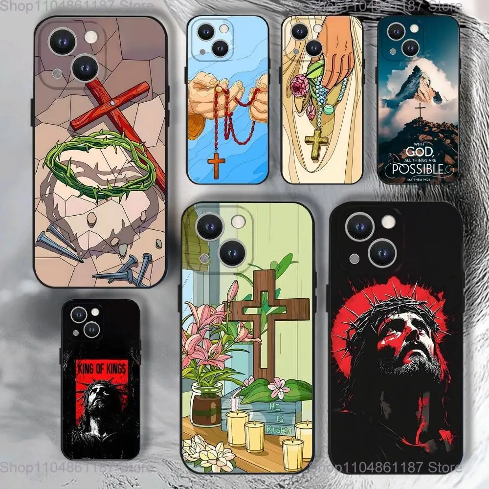 

Чехол для телефона «Иисус Библейский стих» для iPhone 17,16,15,14,13,12,11,Pro,XS,Max,XR,Plus,E,SE4,Mini Black Soft Cover