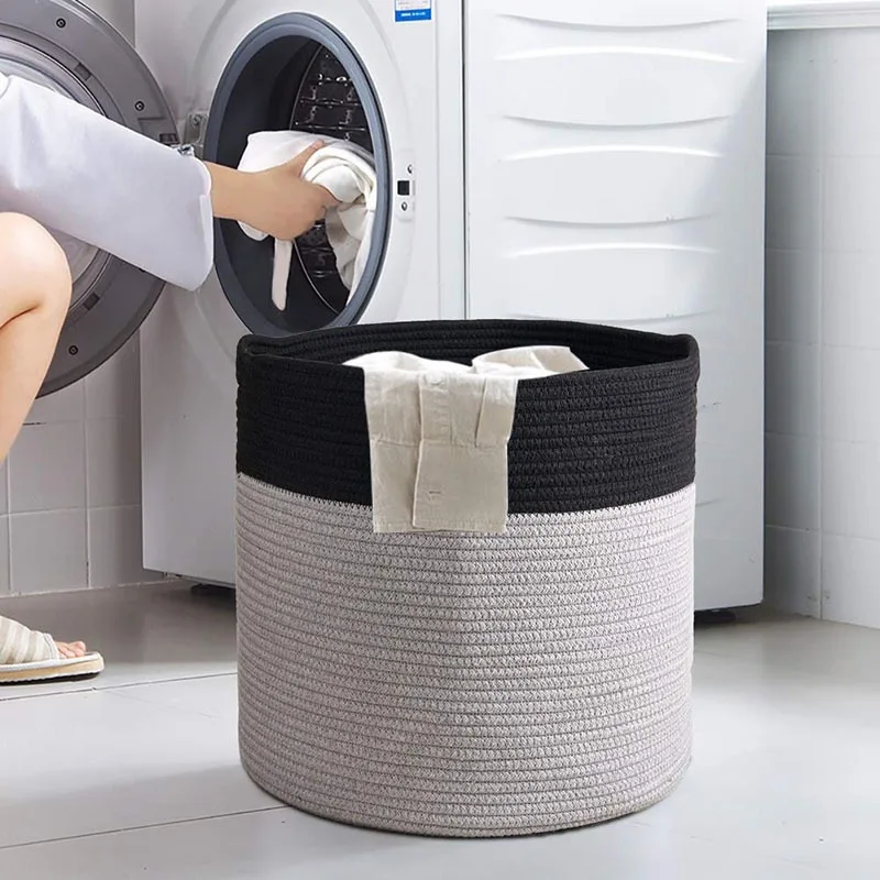 Household Rope Storage Bin Extra Large Storage Basket Dirty Clothes Toys for Bedroom Living Room Balcony Home Storage Supplies