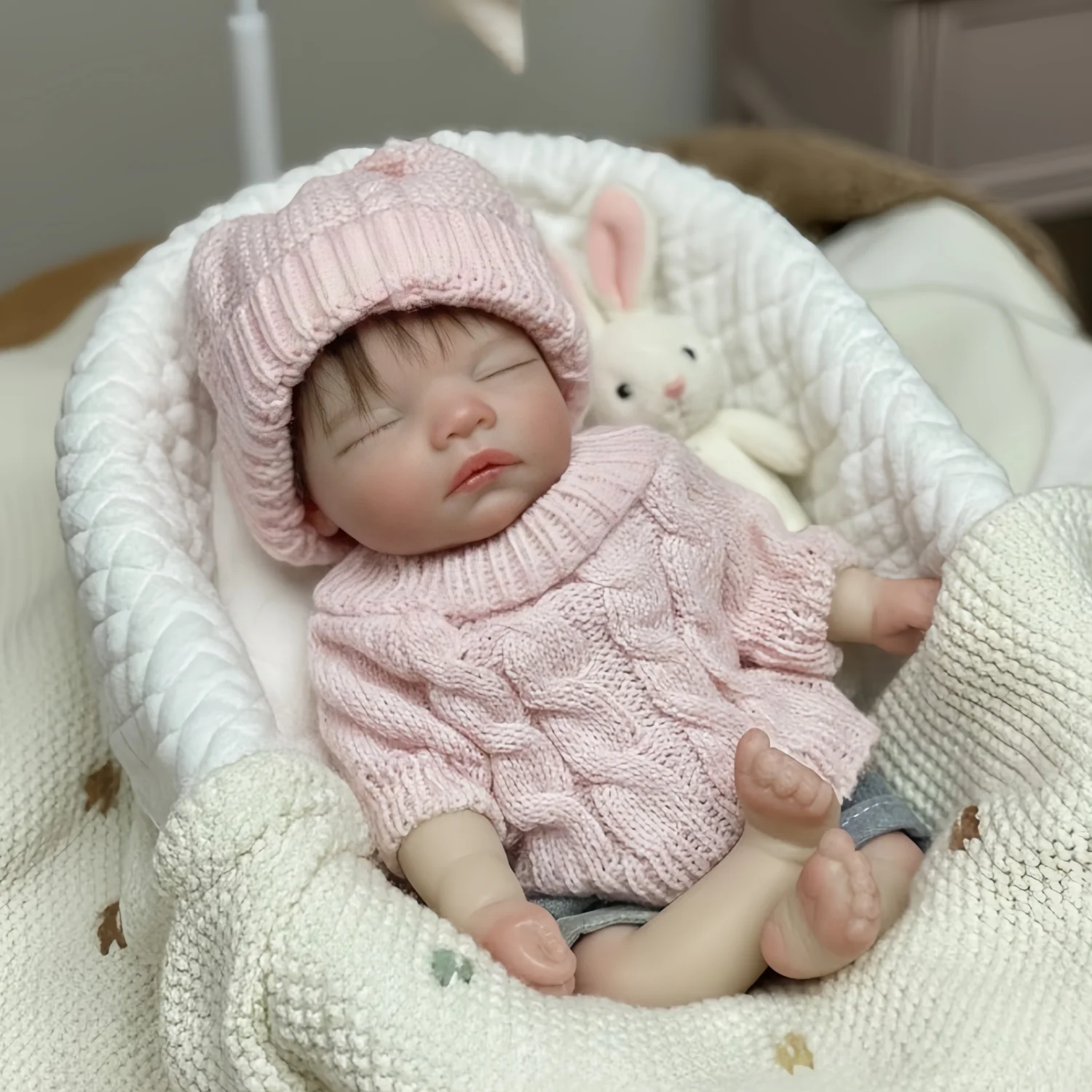 10Inch/25cm Open Mouth&Rooted Hair Solid Silicone Reborn Girl Doll bebe reborn de silicona Soft Touch Newborn Doll Perfect Gift