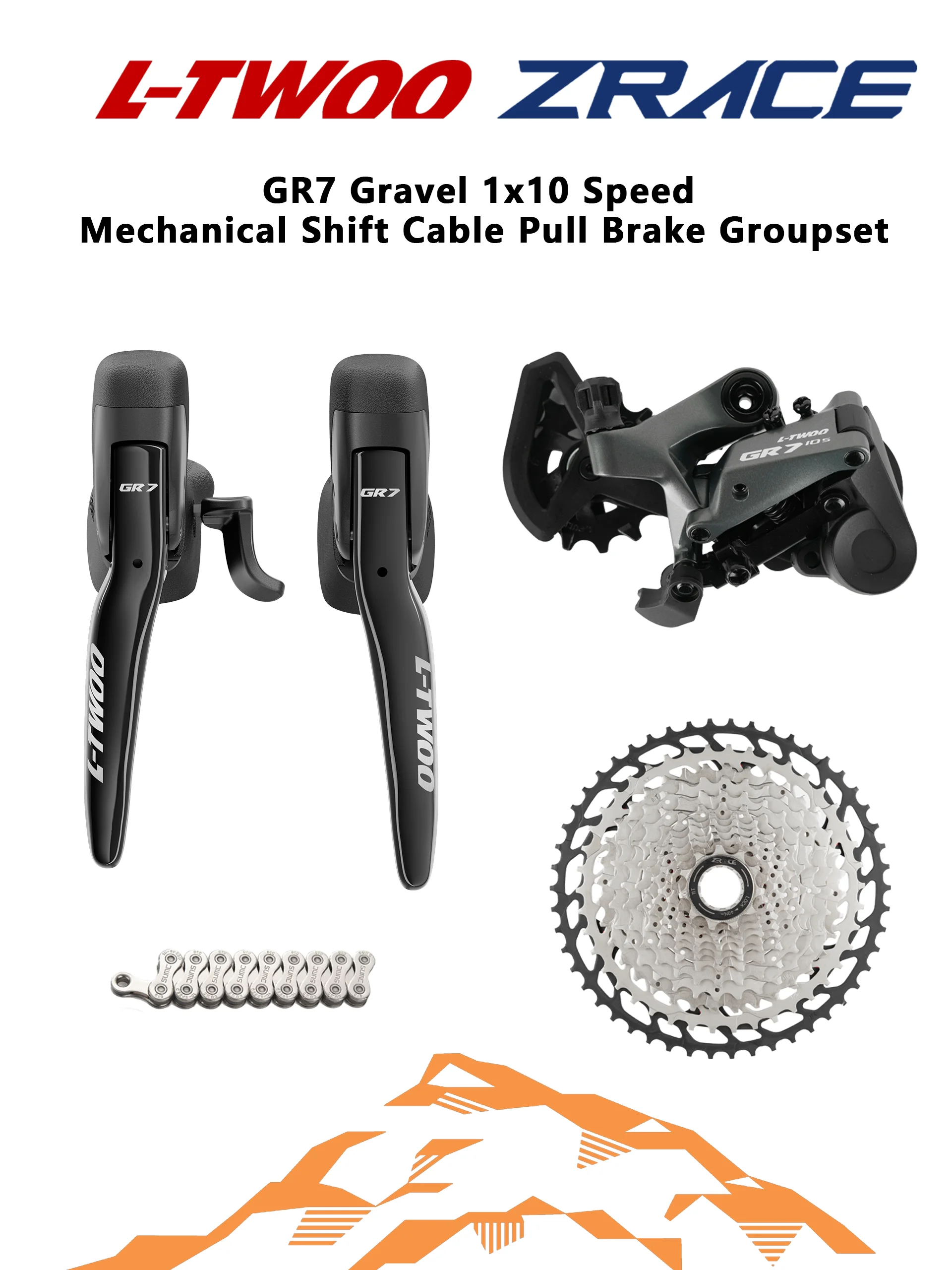 LTWOO GR7 1x10 Speed, 10s Road Groupset, R/L Shifter + Tylne Przerzutki + Kaseta ZRACE, Rower Gravel, Cyclo-Cross — 2