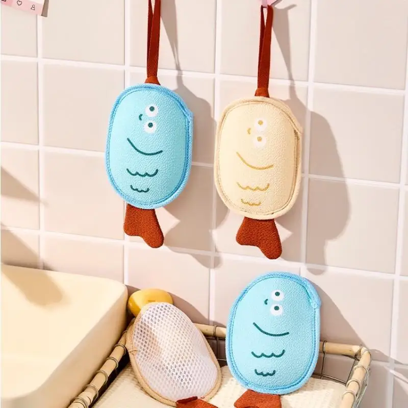 Bath Cleansing Foaming Net Lanyard Double-Sided Oval Soap Bag Body Exfoliating Scrubber Sponge Mesh Pocket