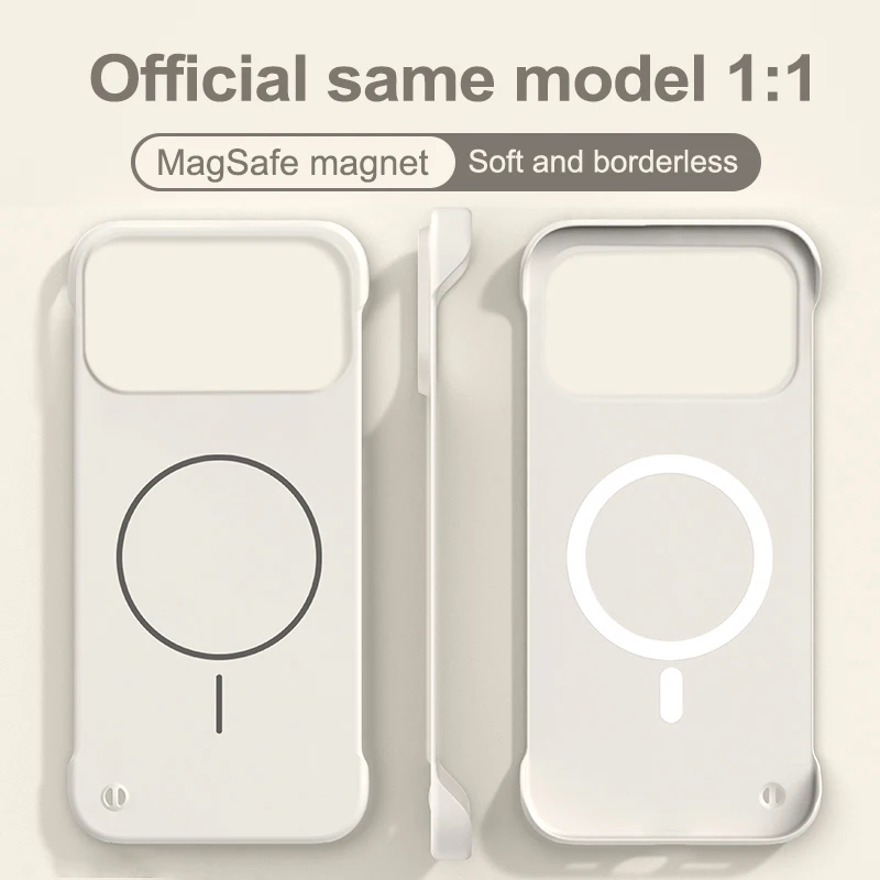 حافظة شحن لاسلكية مغناطيسية بدون إطار Magsafe لهاتف iPhone 17 Air 16 15 14 13 12 11 Pro Max 16E غطاء كمبيوتر رفيع للغاية غير لامع
