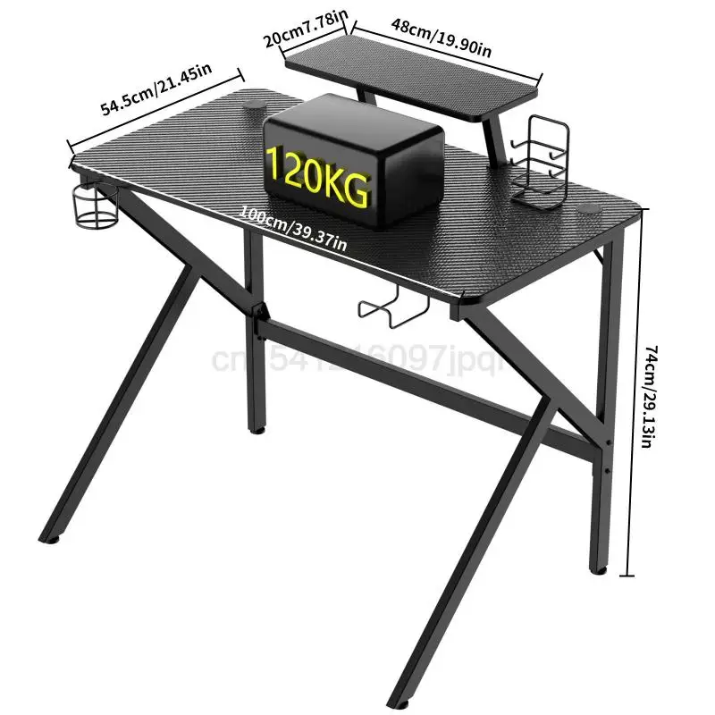 Biurko gamingowe komputer stancjonarny biurko dla graczy ergonomiczna stacja robocza hak słuchawkowy uchwyt na kubek do domu biura sypialnia prosty