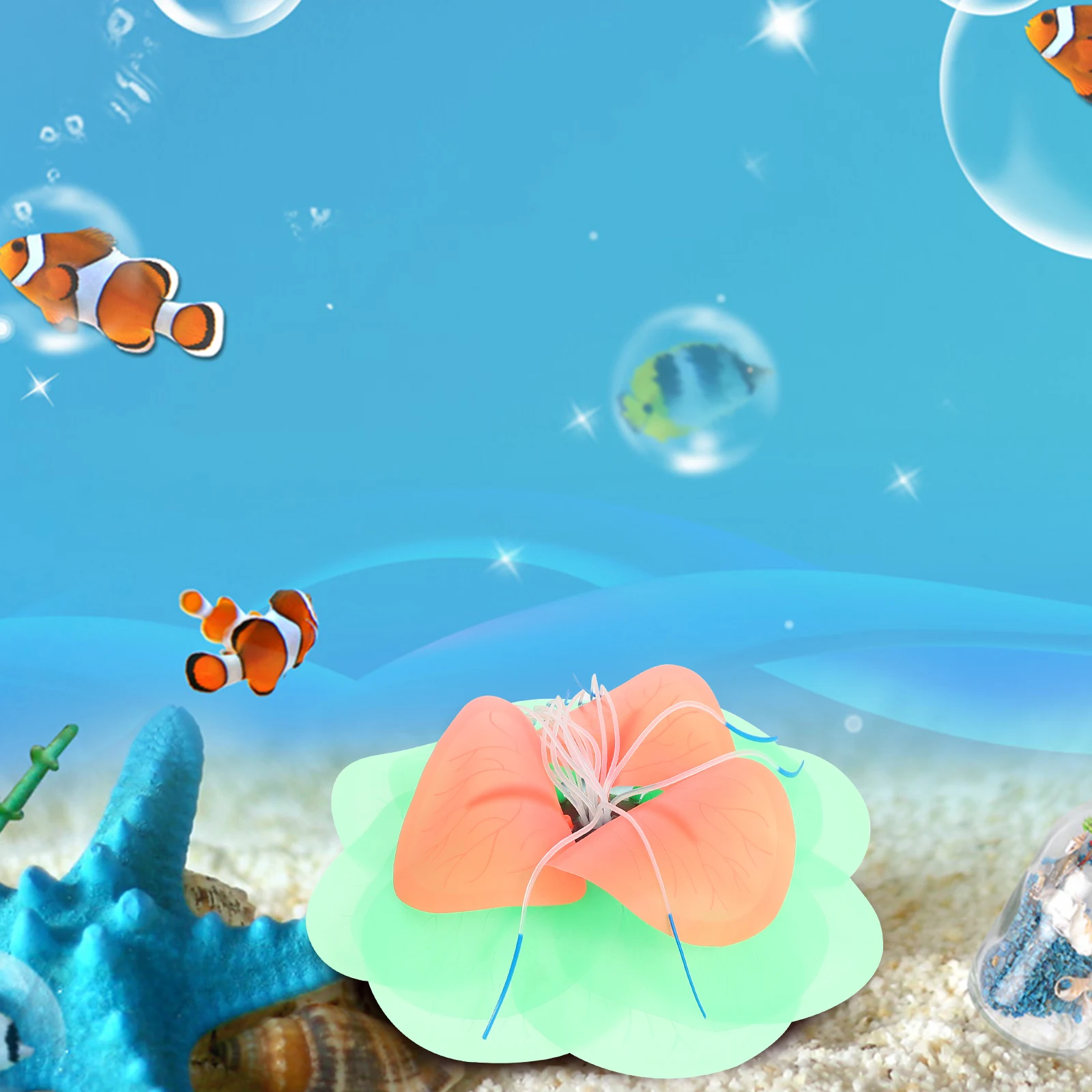 

Fish Tank Decor Fluorescent Flower Decoration Decorations Floating Lotus Flowers Coral