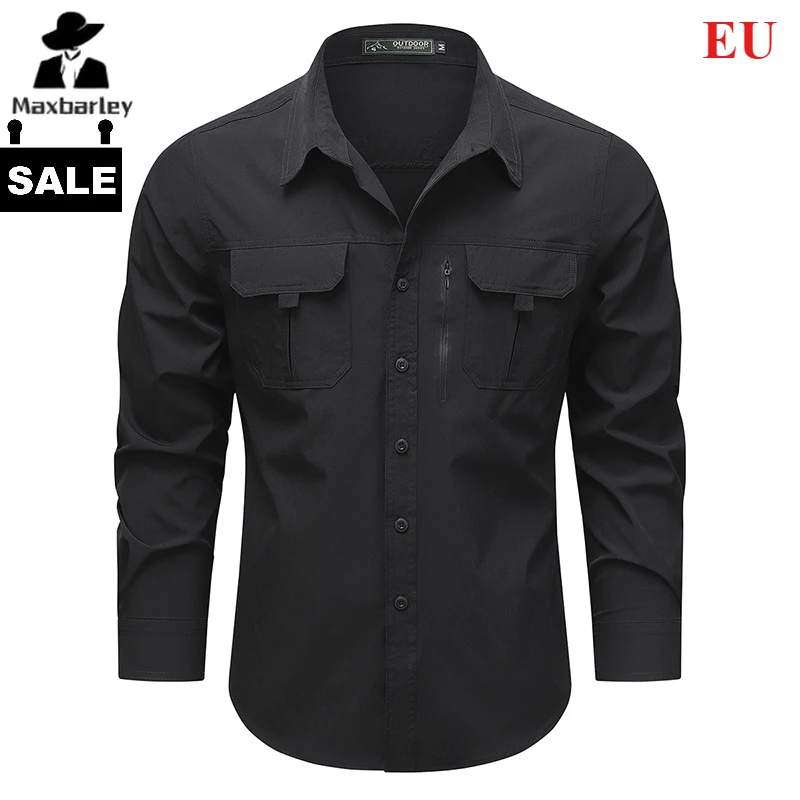 

Outdoor Fishing Shirt Men's Quick-drying Long-sleeved Mesh Breathable Shirts Casual Spring Multi-pocket Camping Hiking Overalls