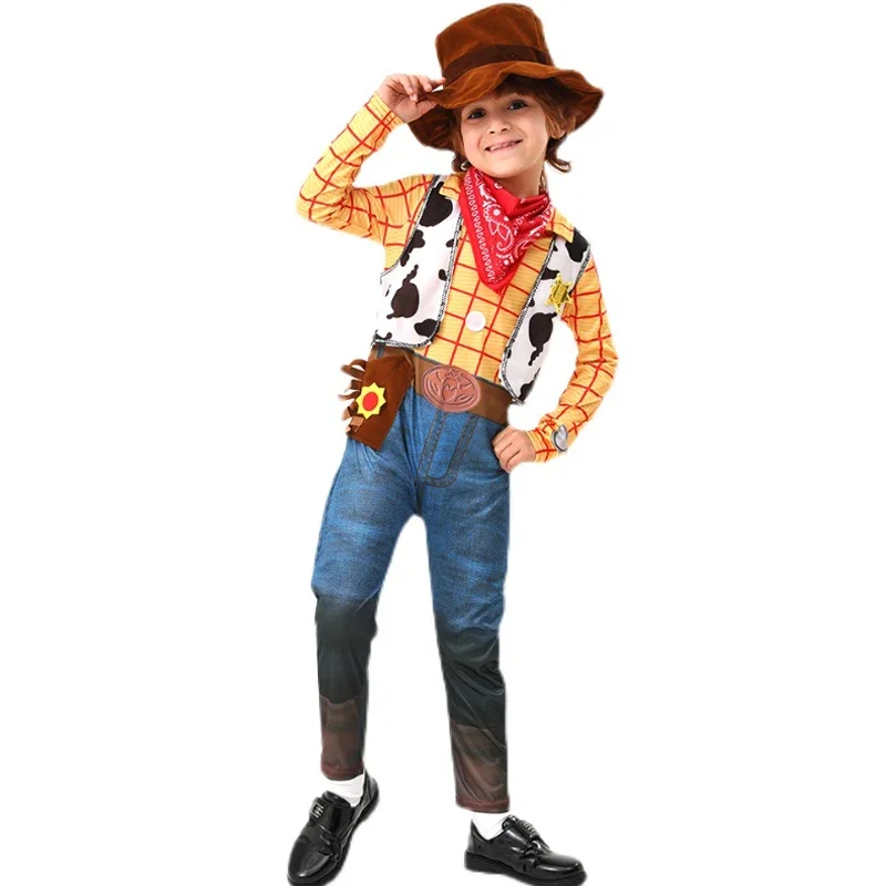 Woody Costume Kids Anime Toy Story Sheriff Woody Pride Cosplay Child Cowboy Bodysuit Clothes Halloween Carnival Costumes