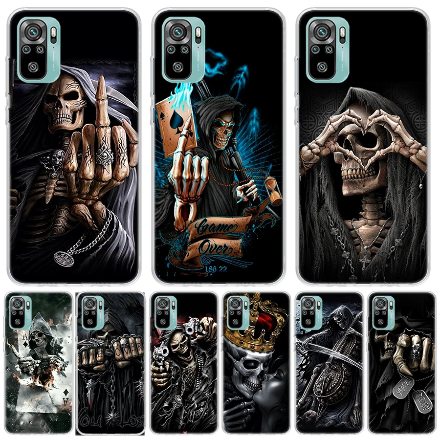 Grim Reaper Skull Skeleton для Xiaomi Redmi Note 14 13 12 11 10 Pro Чехол для телефона 12S 11S 11T 11E Plus 14Pro 13Pro 12Pro 11Pro Cove