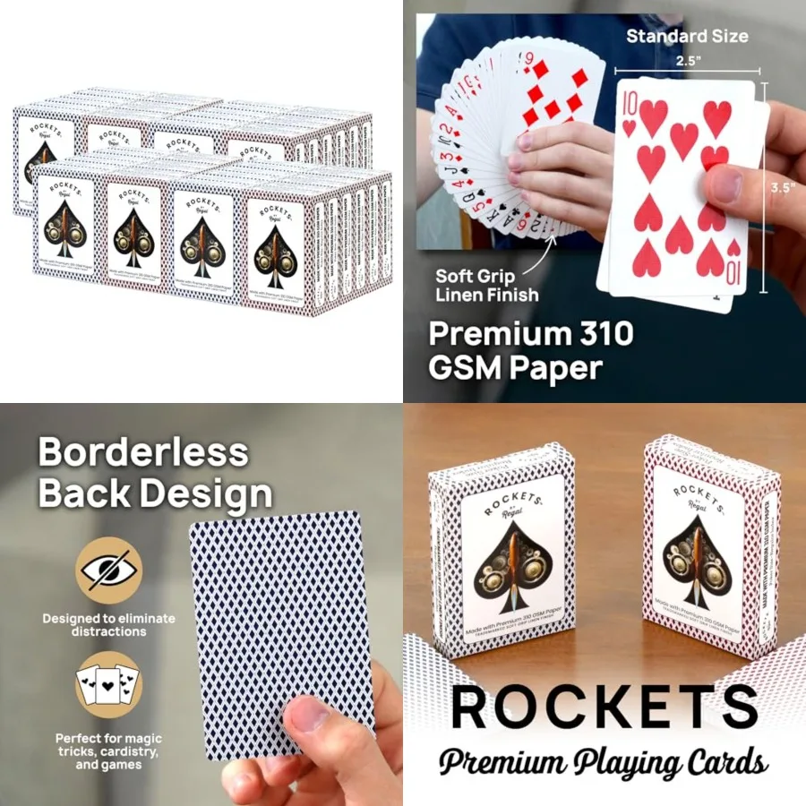 

48 Decks] Rockets Bulk Playing Cards Set for Adults Professionals - 310 GSM Linen Finish - Poker Cards for Blackjack, Euchre, C