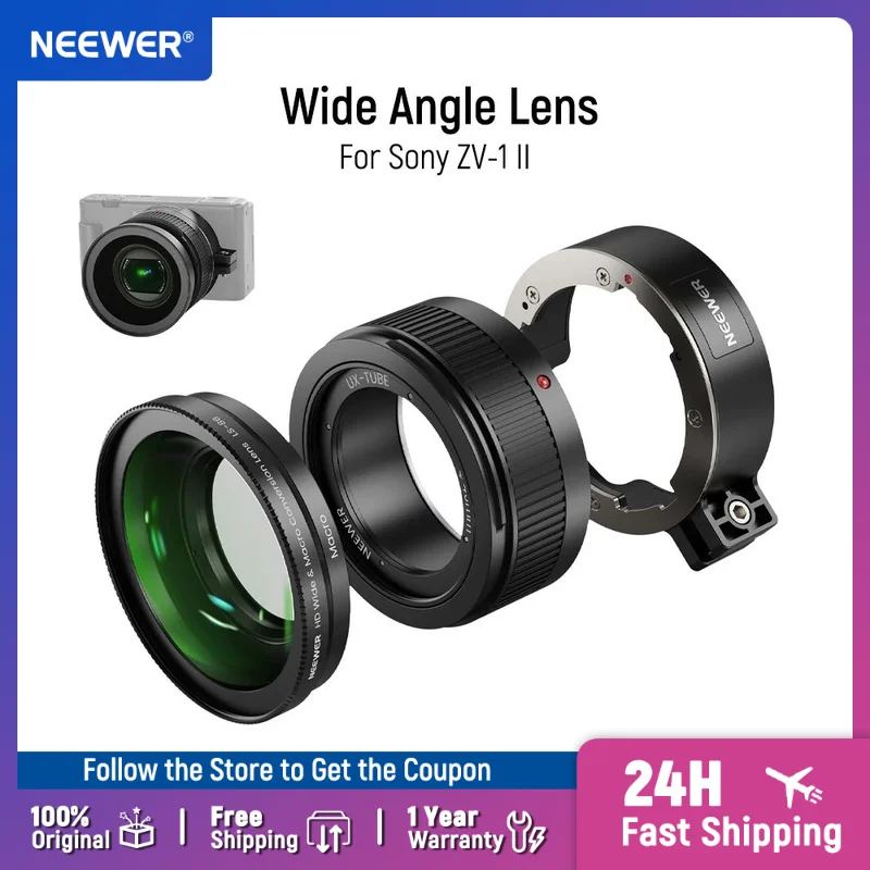 

NEEWER Wide Angle Lens 2 in 1 HD 18mm Wide Angle + 10X Additional Macro Lens for Sony ZV-1 II (ZV-1 M2)