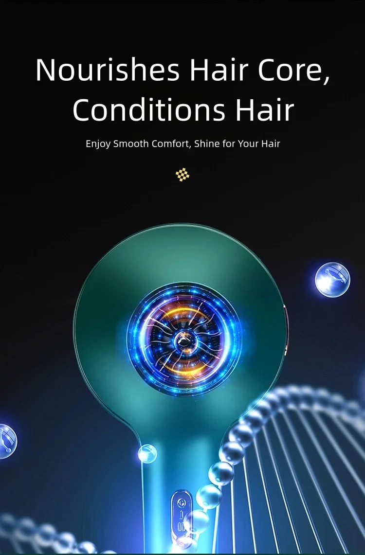 TINSOL Professioneller Haartrockner, leistungsstarker Haartrockner mit negativen Ionen, Heiß- und Kaltfunktion, extrem leise, für Styling im Haushalt und im Salon. – Detail 5