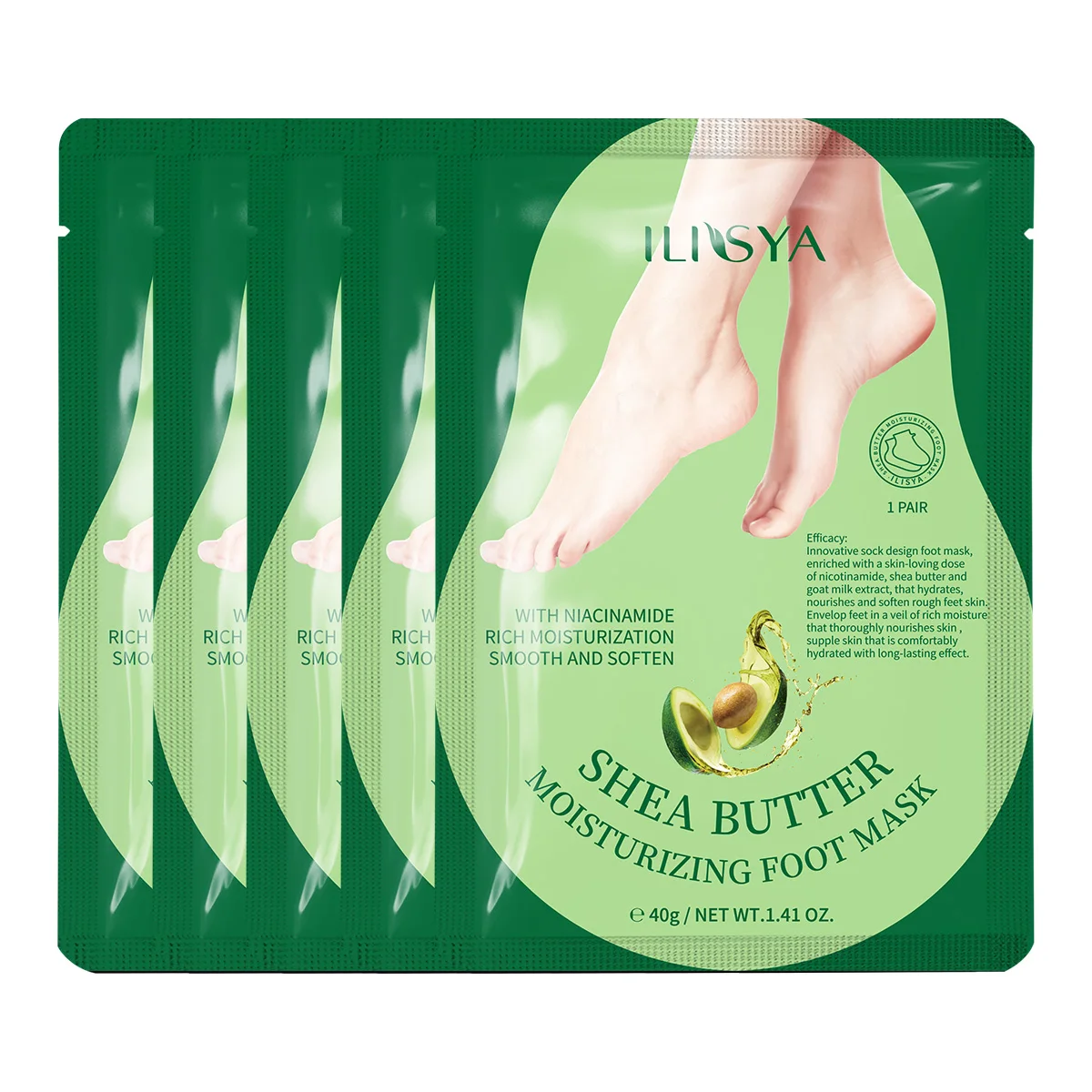 

5 Pairs Avocado Feet Mask Softening Care Foot Sockies (5-Pack) Intensive Repair Callus Remover Sockies Dry Skin Foot Treatment