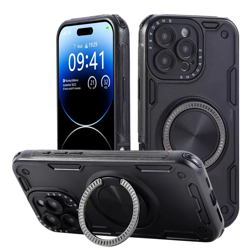 

Magnetic Case For iPhone 16 Pro Max 15 Pro Max 14 Pro 13 12 MagSafe Upgrade Rotatable Stand Holder Protection Kickstand Covers