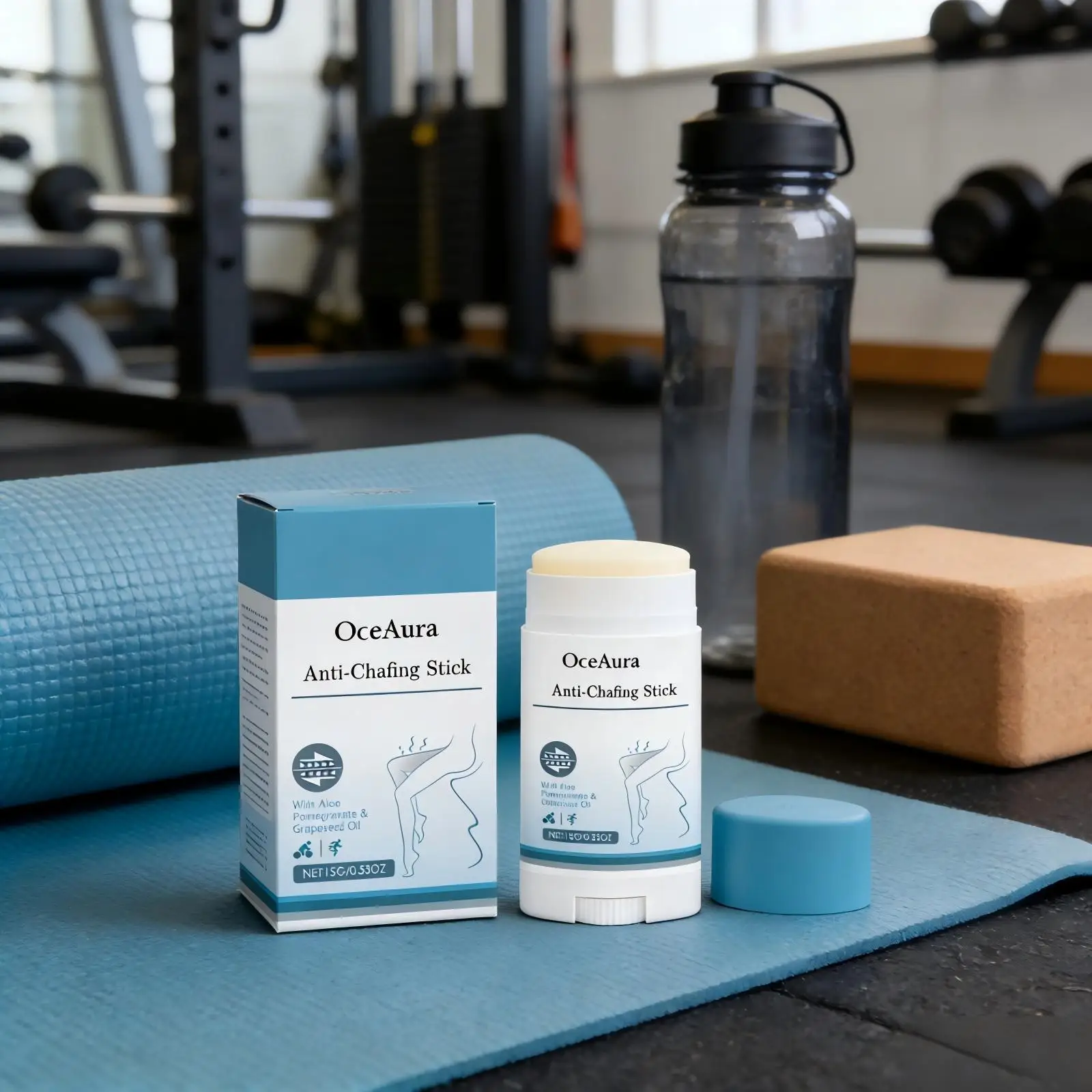 Crema Anti-Atrito OceAura con Aceite de Semilla de Uva, Crema Corporal Anti-Fricción para Correr, Resistente al Sudor, Suavizante y Reparadora de la Piel con Granada