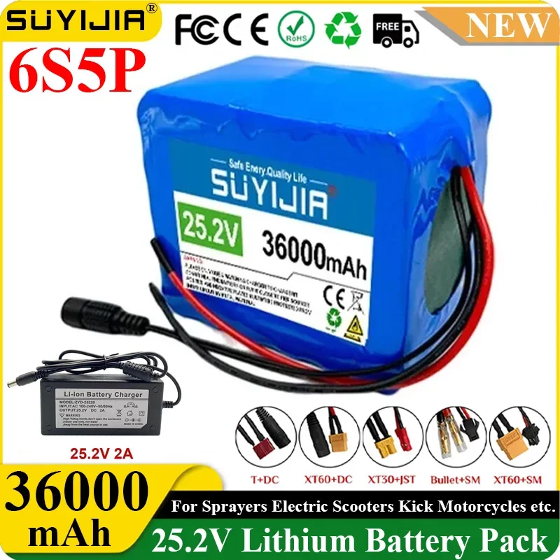 New 100% Original 18650 6S5P 24V 36000mah Rechargeable Lithium Battery 25.2v Electric Bicycle Moped/electric Lithium Ion Battery