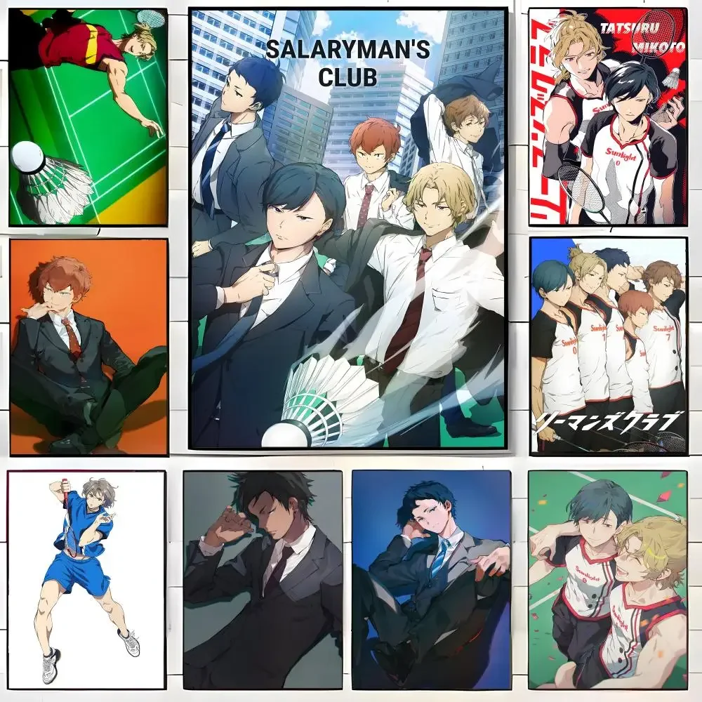 Anime S-Salarymans Badminton Club Poster Self-adhesive Art Waterproof Paper Sticker Coffee House Bar Room Wall Decor