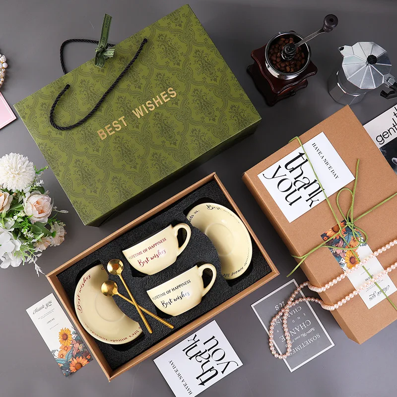 

Ceramic Coffee Cup and Saucer Set, High-end Exquisite Housewarming Gift Mug, High-value Afternoon Tea Cup Gift Box.