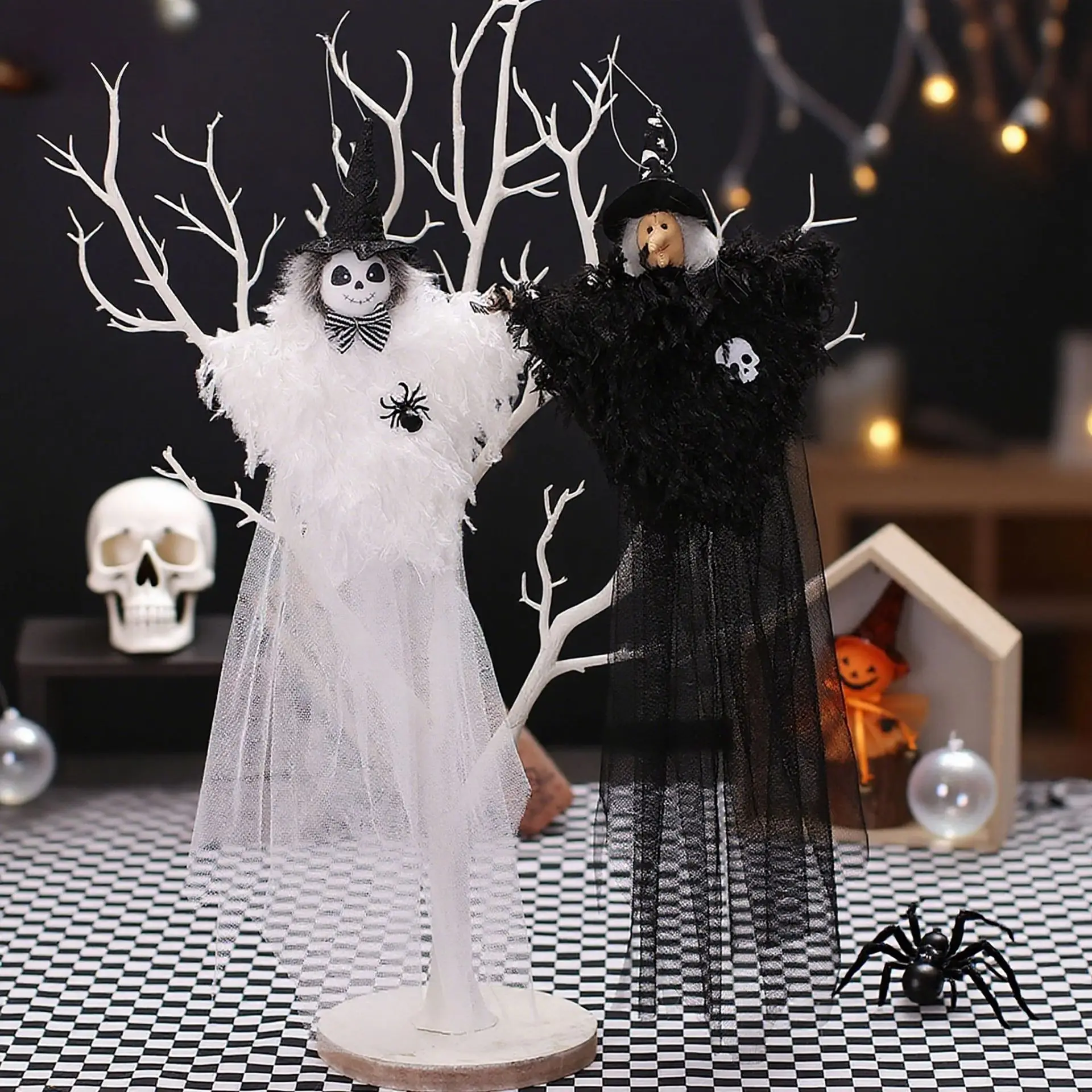 

1Pcs Halloween Venue Decoration Props Witch White Ghost Doll Saree Pendant Window Dress Up Props