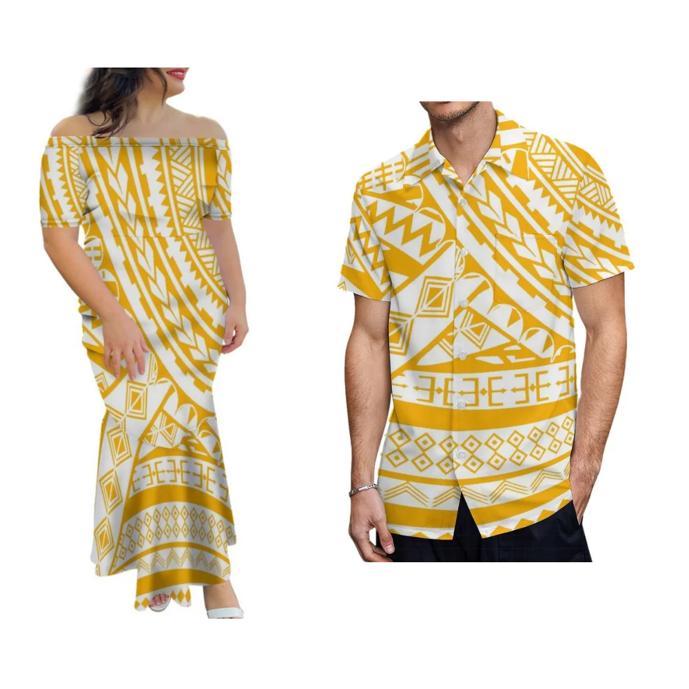 

Женское платье на одно плечо на заказ, полинезийское племенное этническое платье с принтом, юбка русалки, дизайн, мужская рубашка с карманами