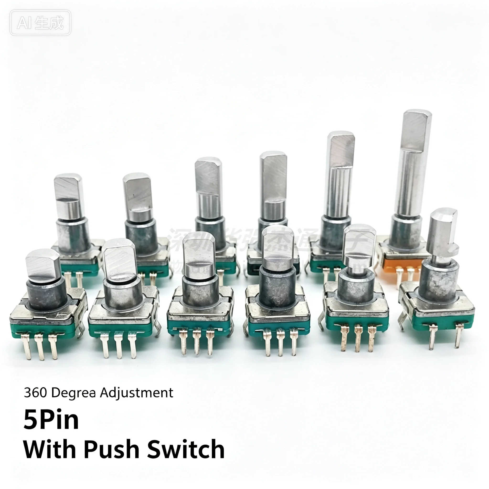 10pcs Car Navigation Potentiometer CD DVD Radio Volume Knob Switch 360 Degree Adjustment 5Pin With Push Switch