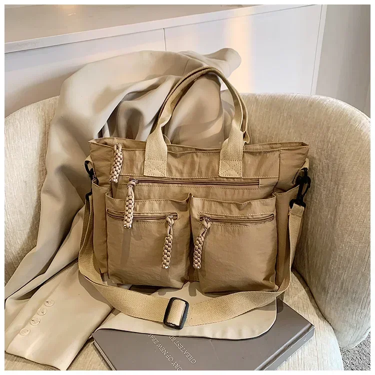 

2025 New! Japanese-Korean School Tote - Nylon Fabric, Large Capacity, Commuter/Travel, Multi-Carry