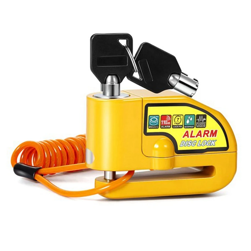 

Motorcycle Disc Brake Lock Motorcycle Bike Scooter Security Lock Waterproof Alarm Sound With Reminder Cable Parts Accessories