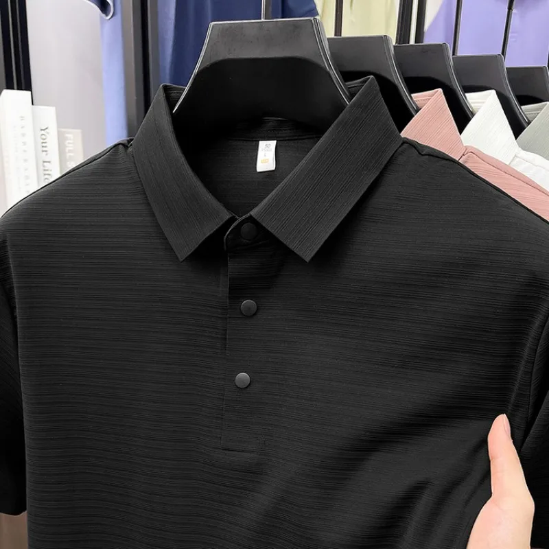 Breathable Men Polo Shirts Short Sleeve Tshirt Slim Solid Color Sport Golf Style