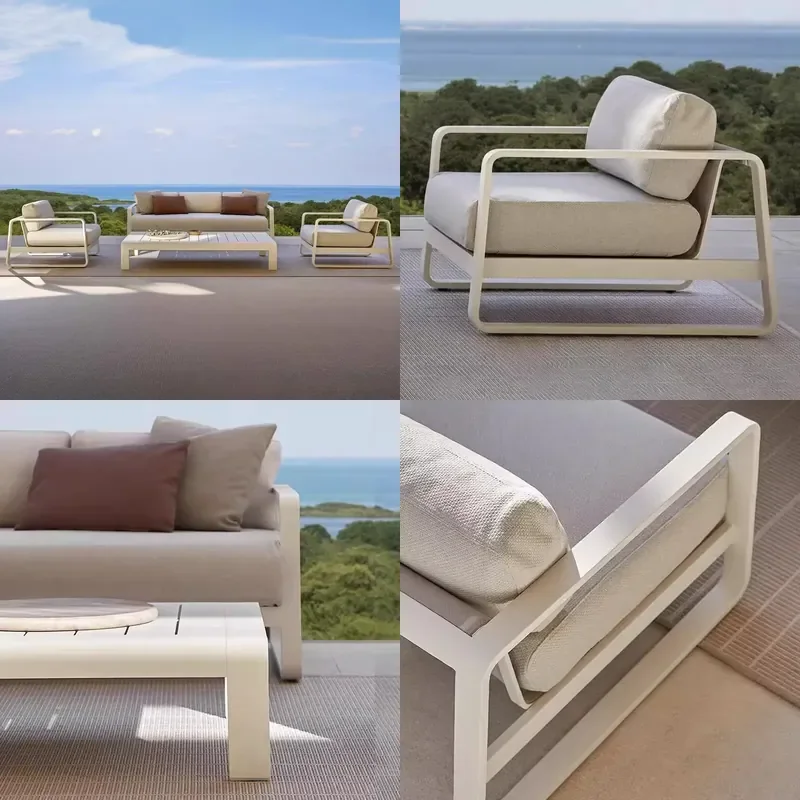 Industrial Outdoor Rattan Sofa Set Waterproof Wicker Patio Furniture Garden Villa Hotel Courtyard Sun Lounger Seating Group
