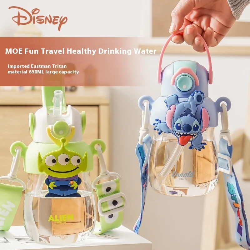 

Disney 650ml Mickey Mouse Water Bottle With A Straw Cartoon Donald Duck Water Bottle For Cute Buzz Lightyear Portable Cup Gifts