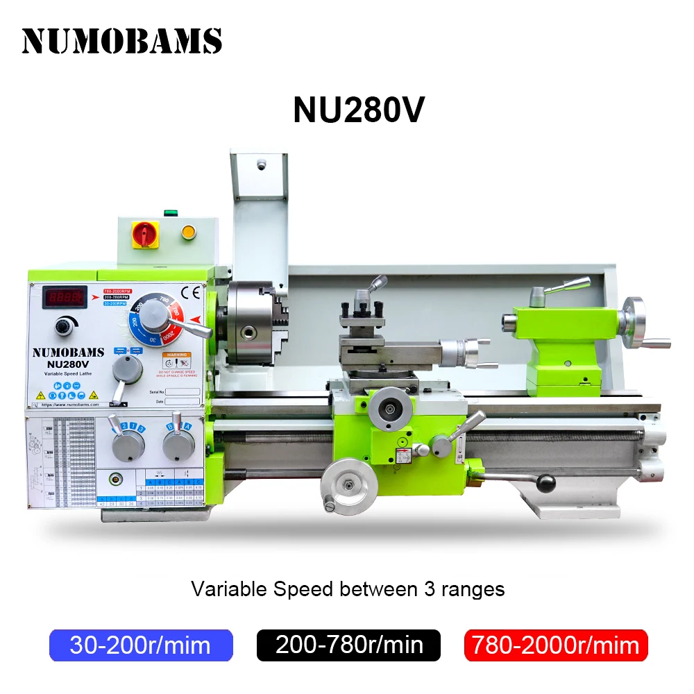 Metal Lathe Machine NU280V 1500W Motor MT5 Spindle 280mm Swing 500mm Distance For Metal Processing