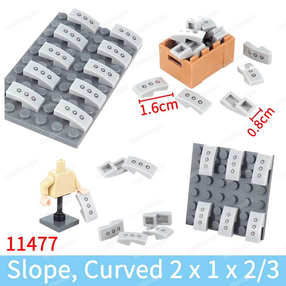 11477 Printed Steel plate rivet pattern Building Block Arc type Curved surface 1x2 Component MOC Figures Tank Model Gift DIY Toy