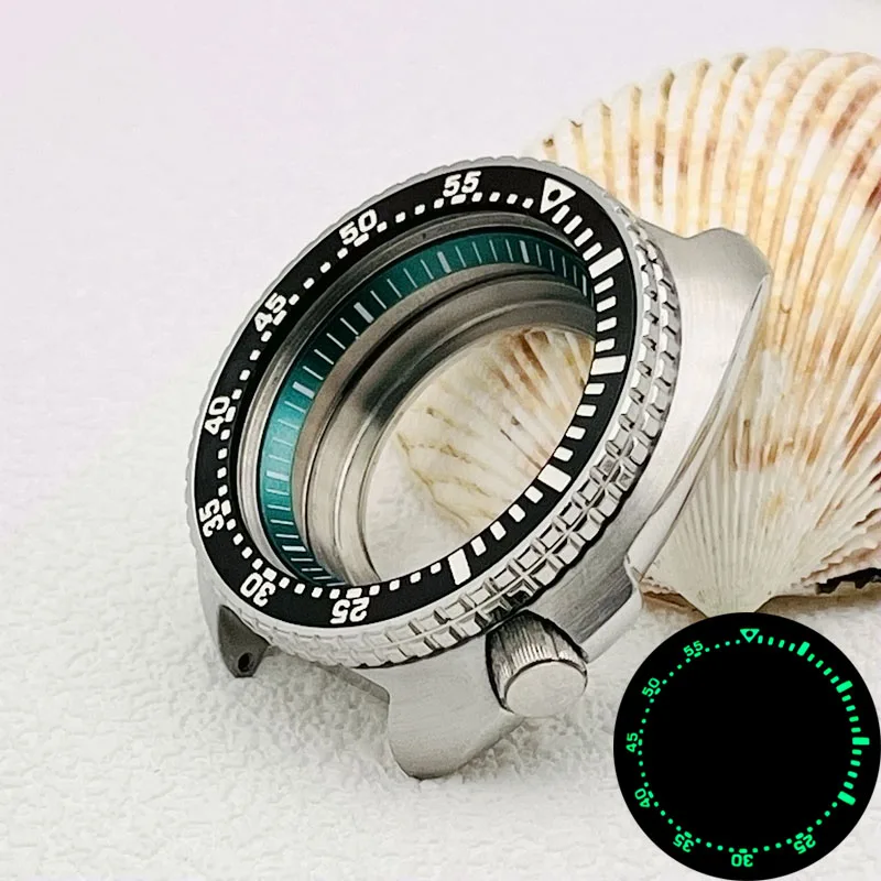 وزارة الدفاع 44 مللي متر السلاحف ساعة حالة الكابتن ويلارد صالح ل 7s26 NH34 NH35 حركة الأخضر مضيئة الحافة الدائري NH34 NH35 مشاهدة الحالات