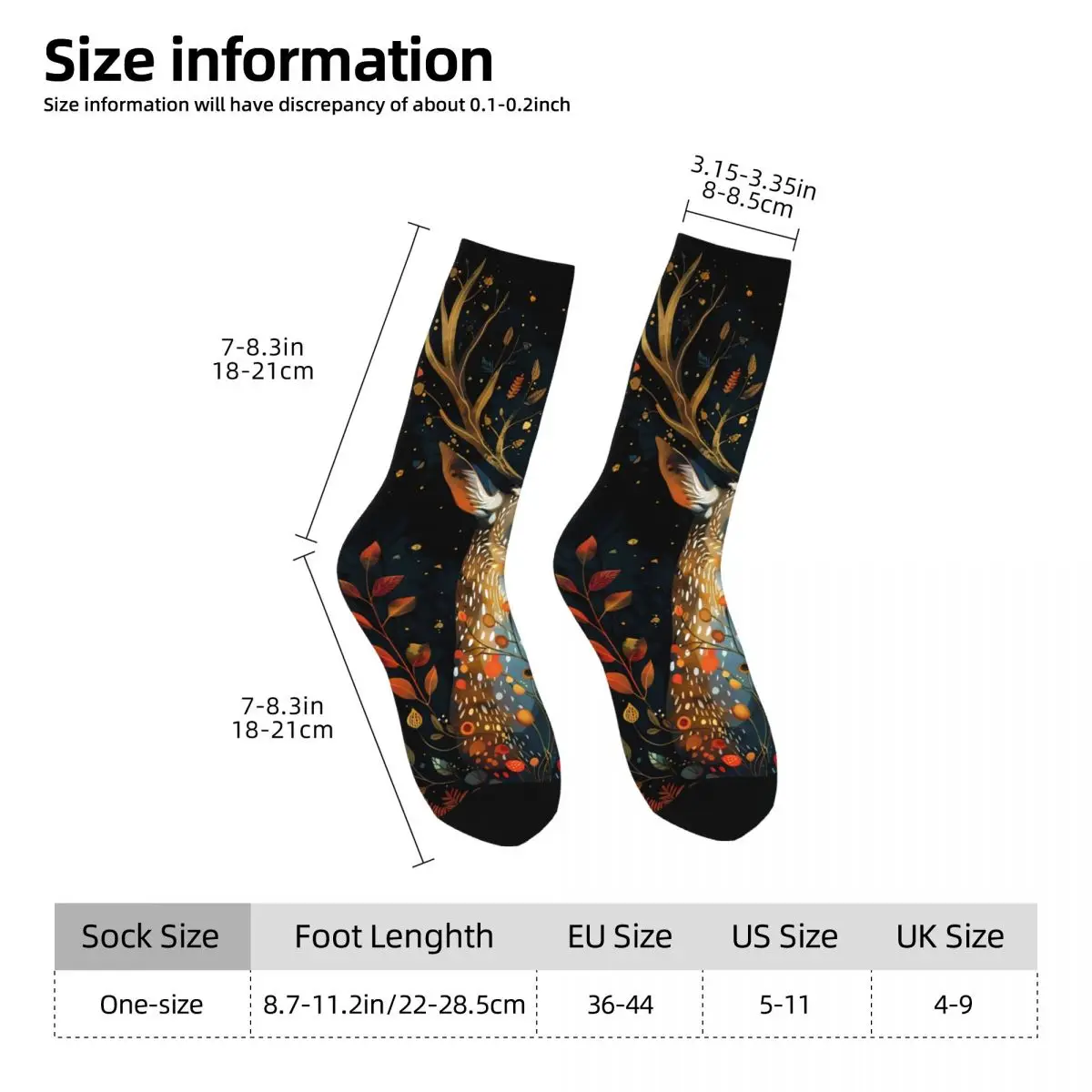 Elk Deer Sock Printed Man Polyester