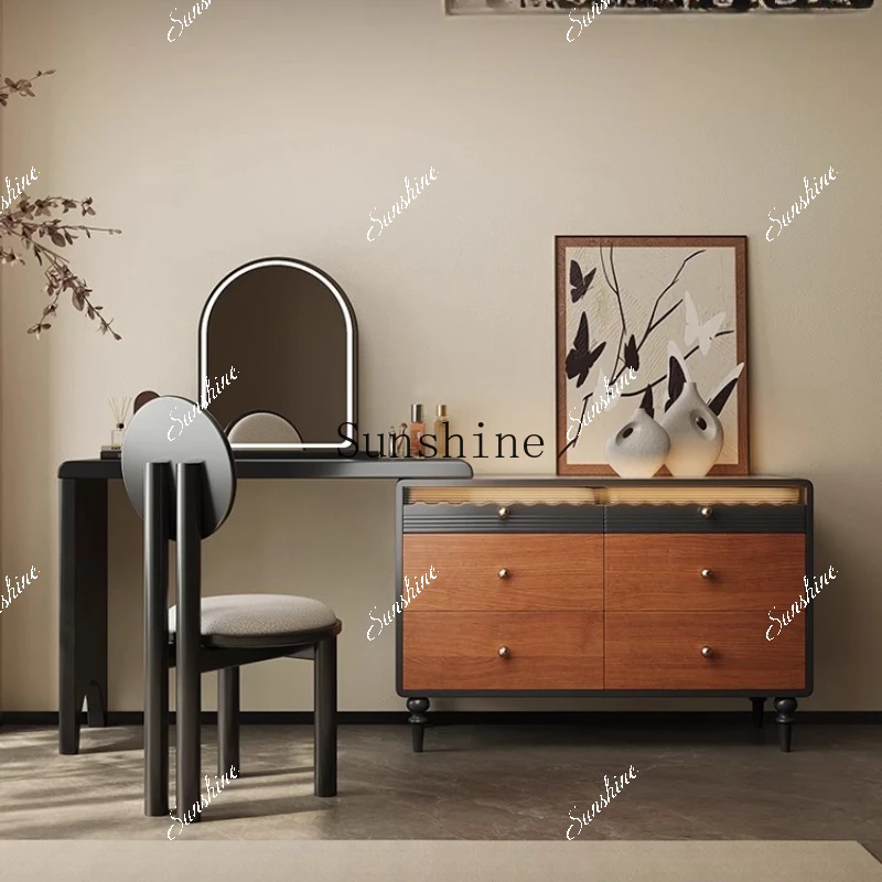 Medieval dresser chest integrated bedroom light luxury high-end makeup table with lamp  FT