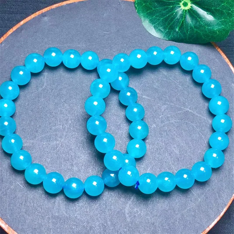 8CM Natural Amazonite Bracelet Women Men Handmade Stretch Rope Bracelet Luxury Jewelry Energy Healing Gift