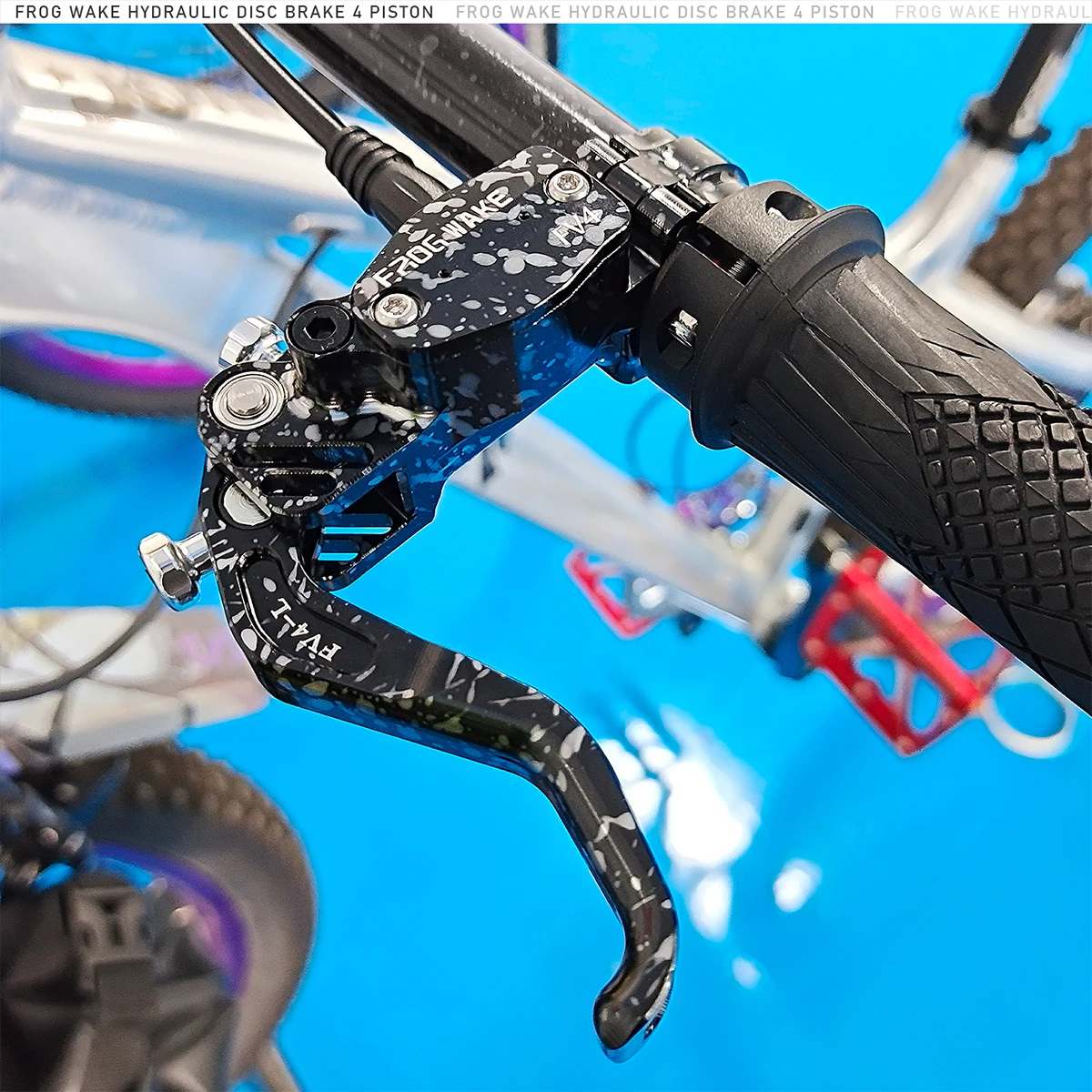 Frog Wake FV4-L Mountainbike-Hydraulik-Scheibenbremsen-Set mit 180 mm Rotoren, Aluminium, 4 Kolben, Öldruck-Bremssättel, Radialhebel – Detail 11