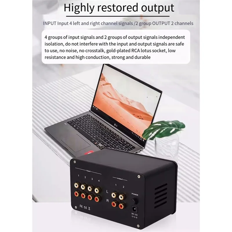 Y45A-Audiophile Tube 4 Input 2 Output With Built-In VU Level Meter High-Bass Adjustment Headphone Amplifier With US Plug Durable